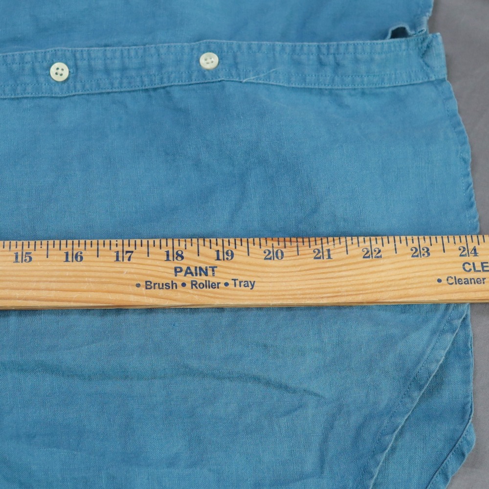 Lauren Ralph Lauren Shirt Womens PL Blue 100% Linen Button Down Roll Up Sleeves - Picture 10 of 10
